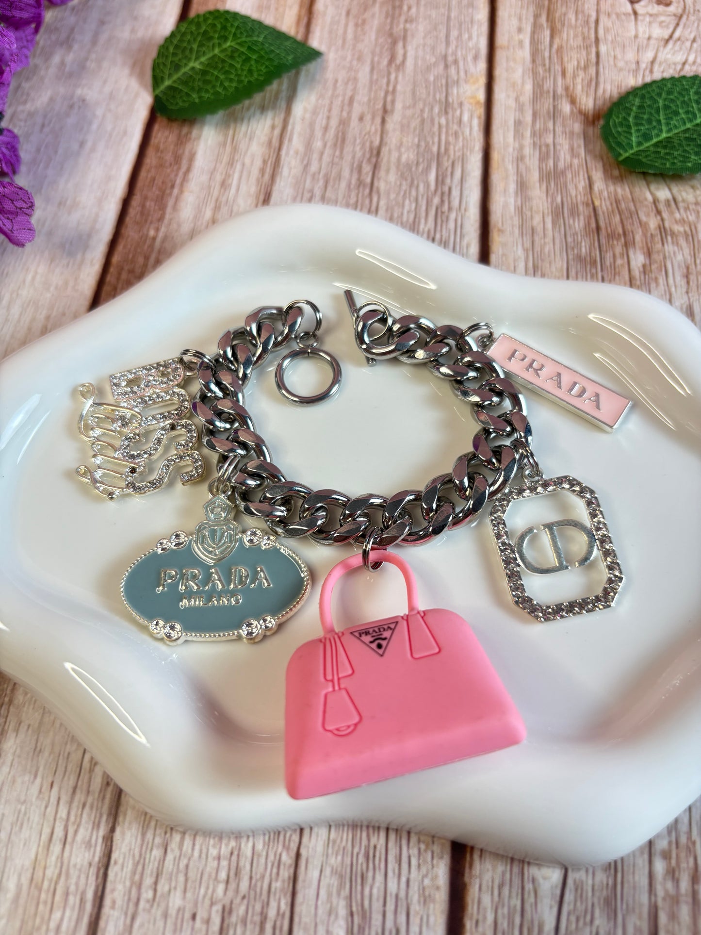 Expensive Girly, Pink Charm Cuban Bracelet