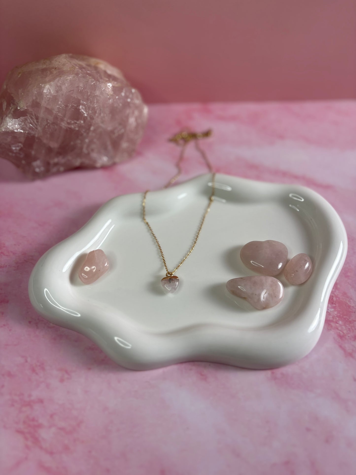 18KT Gold Plated Rose Quartz Heart Pendant