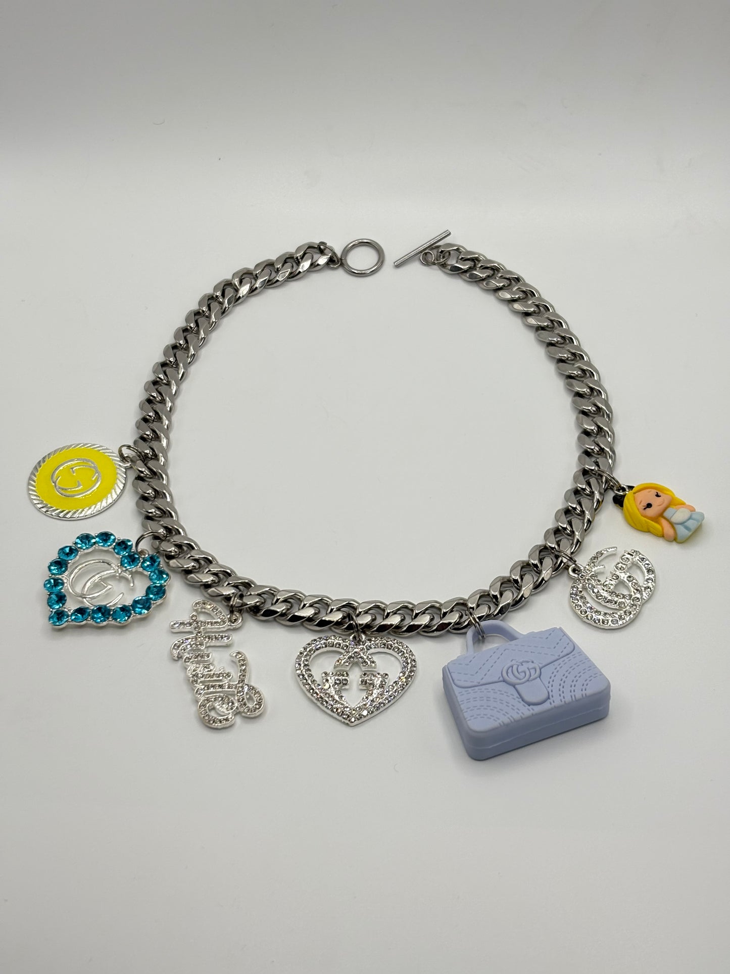 Blue Barbie: Luxury Charm Cuban Chain Necklace