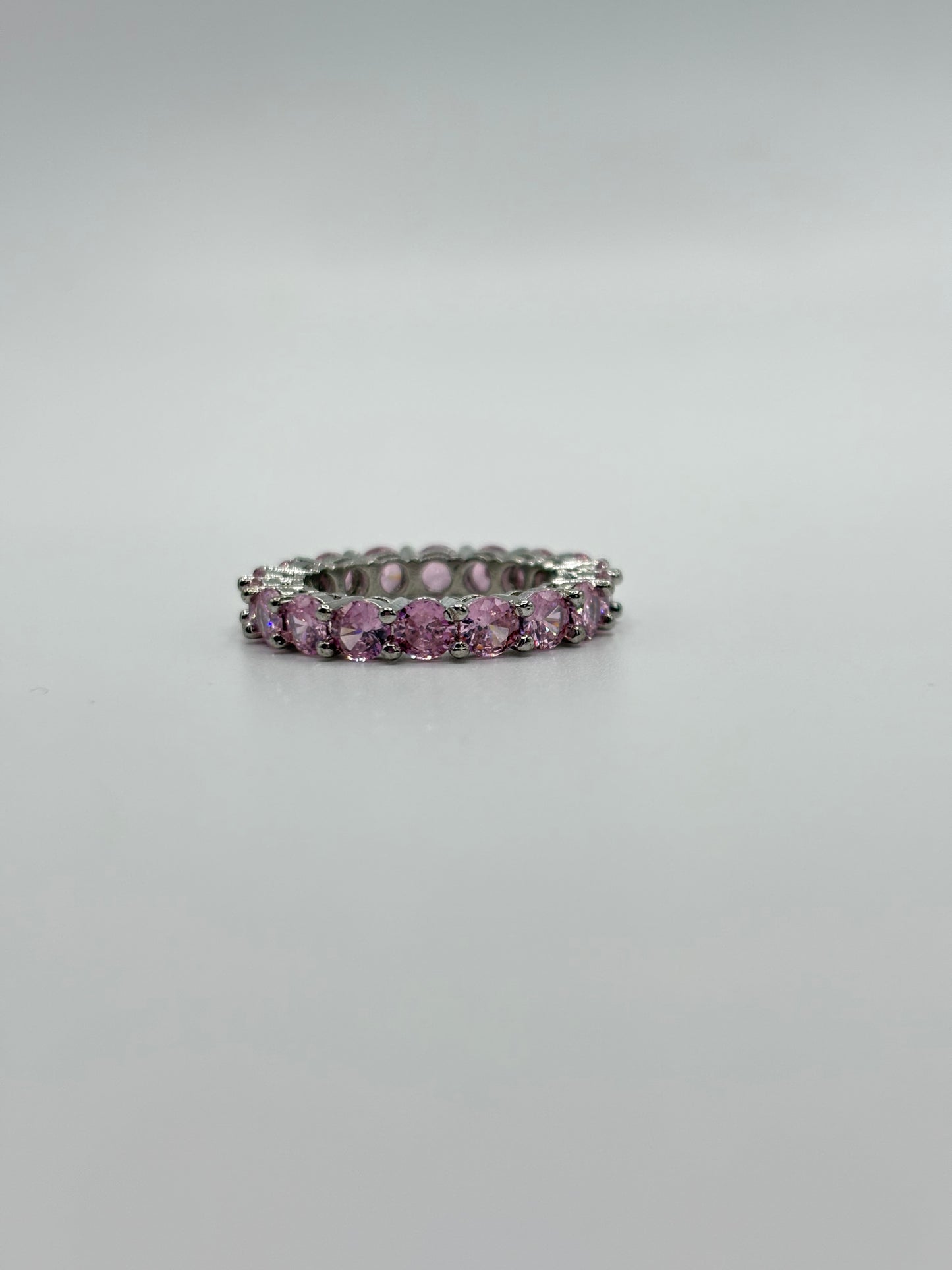Sterling Silver Pink CZ Diamond Ring
