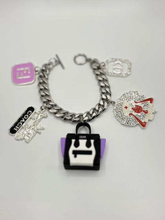 Getting To That Bag Charm Cuban Bracelet