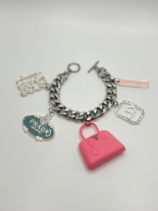 Expensive Girly, Pink Charm Cuban Bracelet