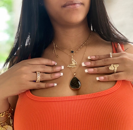 24KT Gold Plated Stainless Steel Charm Necklace Layering